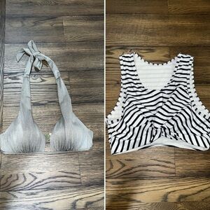 Swim Tops Bundle S Green Black White Victoria's Secret Halter Knot Front Bikini